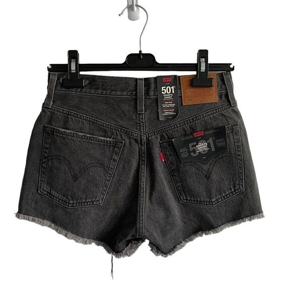 Levi’s 501 High Waisted Cut Off Denim Shorts Faded Black 26 - Picture 3 of 4